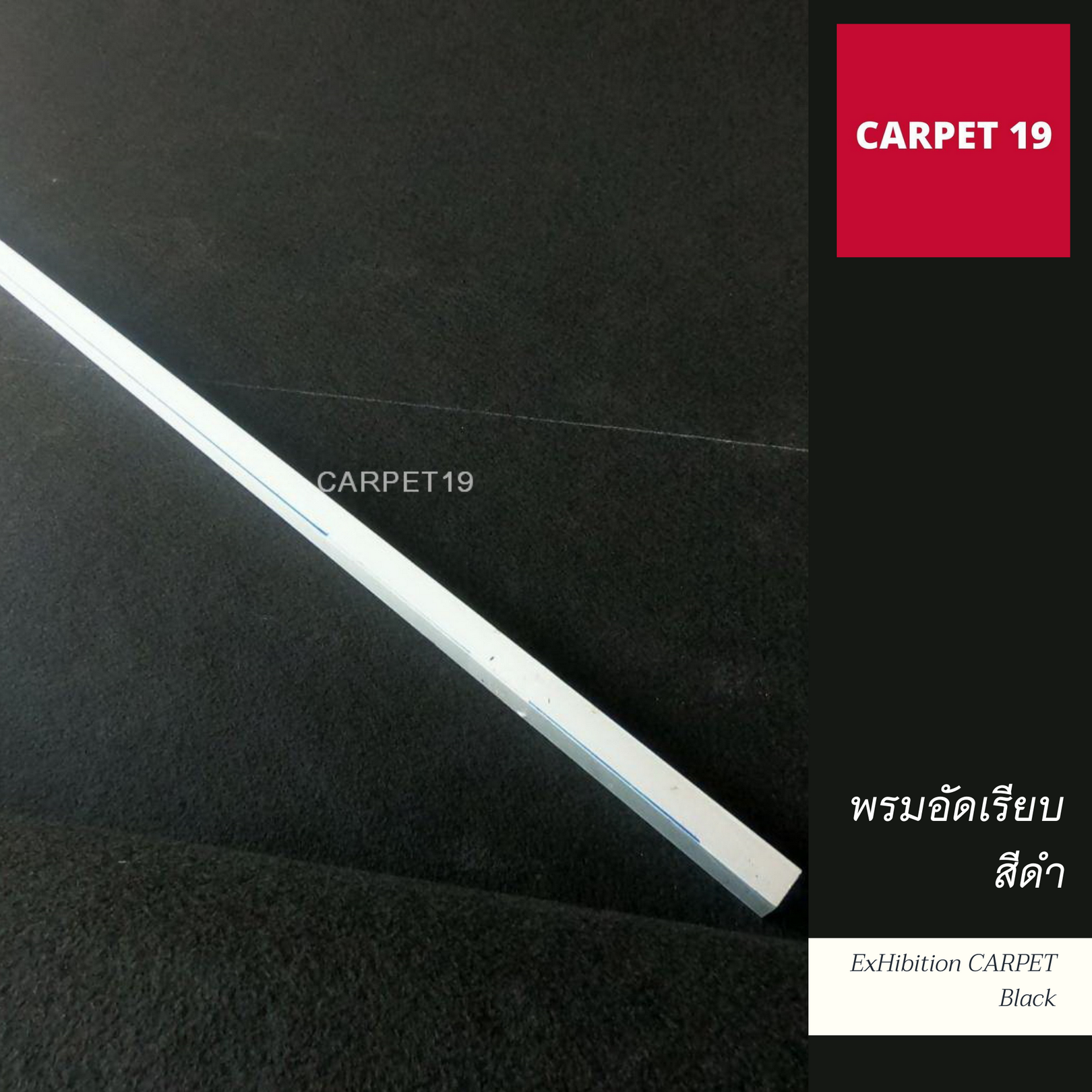 ราคายกม้วน!! CARPET19 พรมอัดเรียบ สีดำ รุ่น L2 กว้าง 2 ม.ยาว 25 ม.หนา 2.5-3.0 มม.