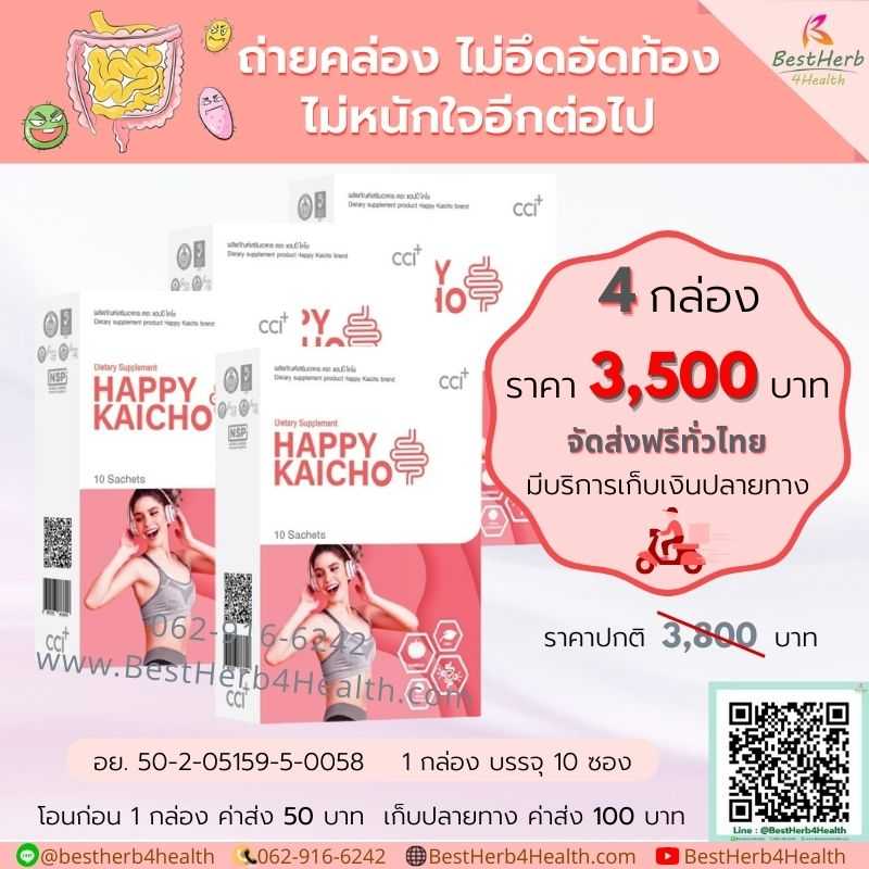 Happy Kaicho แฮปปี้ ไคโช ปรับสมดุลการทำงานของลำไส้ จัดการปัญหาท้องผูก ท้องเสีย ลำไส้แปรปรวน