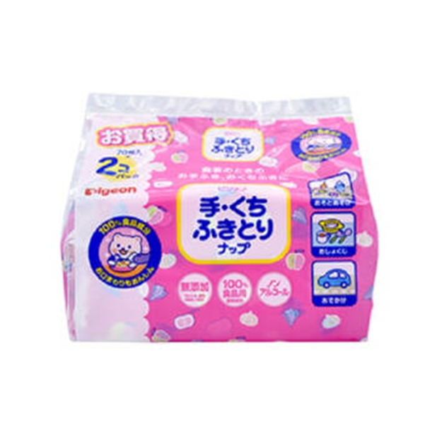 Pigeon พีเจ้น เบบี้ไวพส์ สูตรแฮนด์แอนด์เม้าท์ 70ชิ้น แพ็ค 2