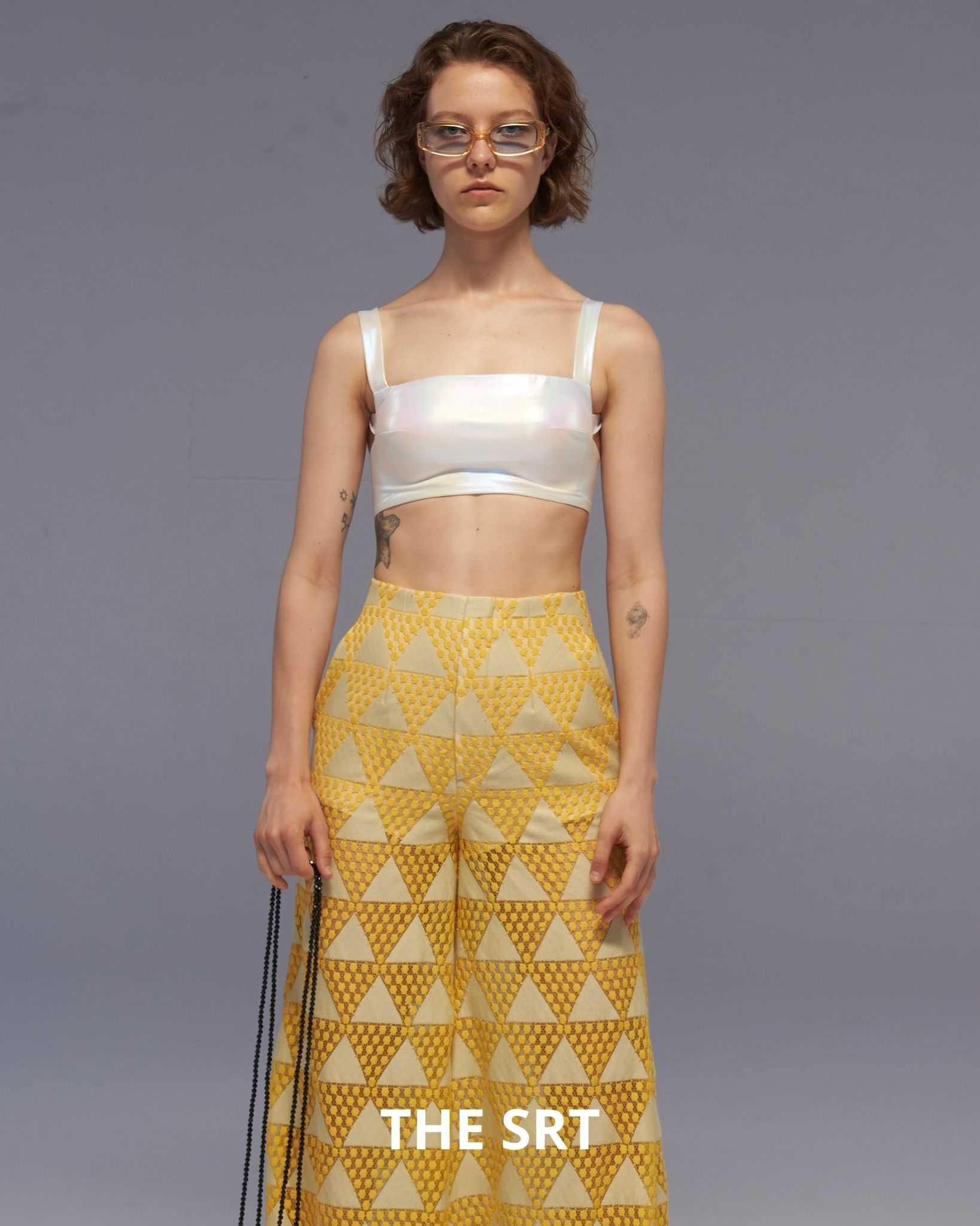 The SRT X7 Holographic Crop Top Bra - Holographic White (TBL105)