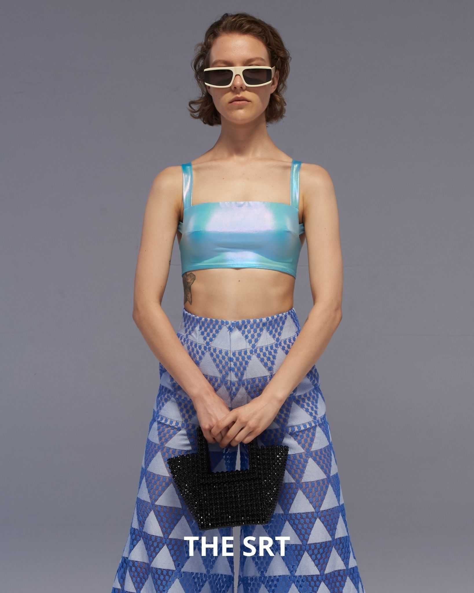 The SRT X7 Holographic Crop Top Bra  - Holographic Blue  (TBL105)