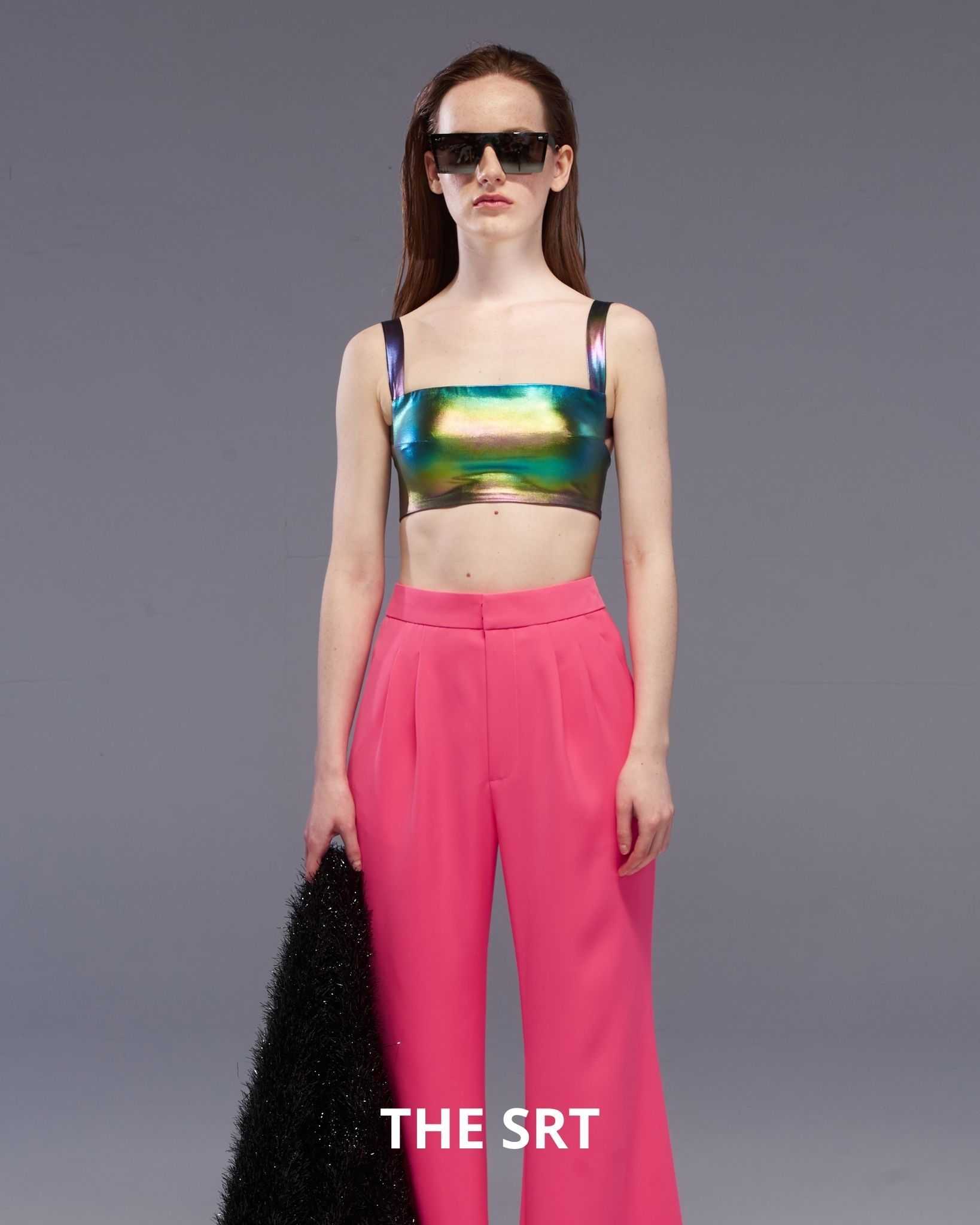 The SRT X7 Holographic Crop Top Bra  - Holographic Green (TBL105)