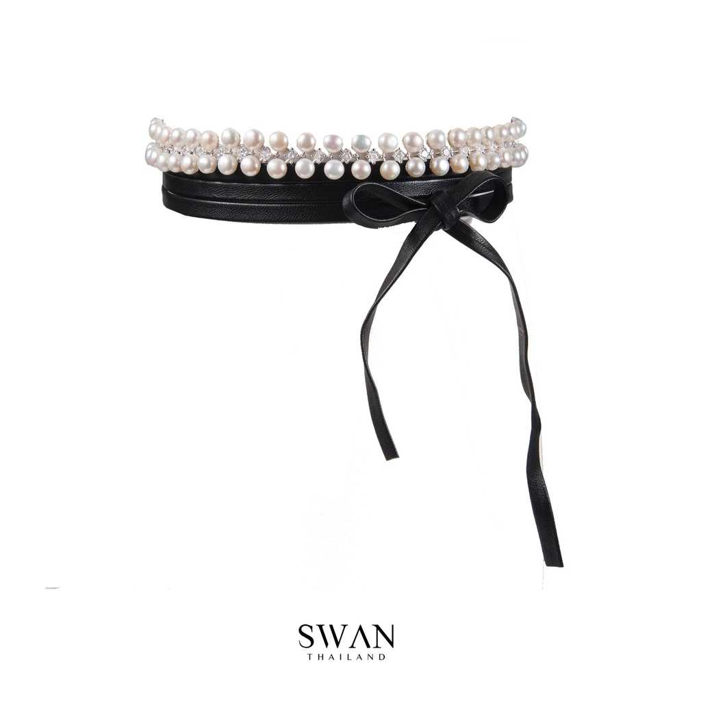 Leather Pearl Choker