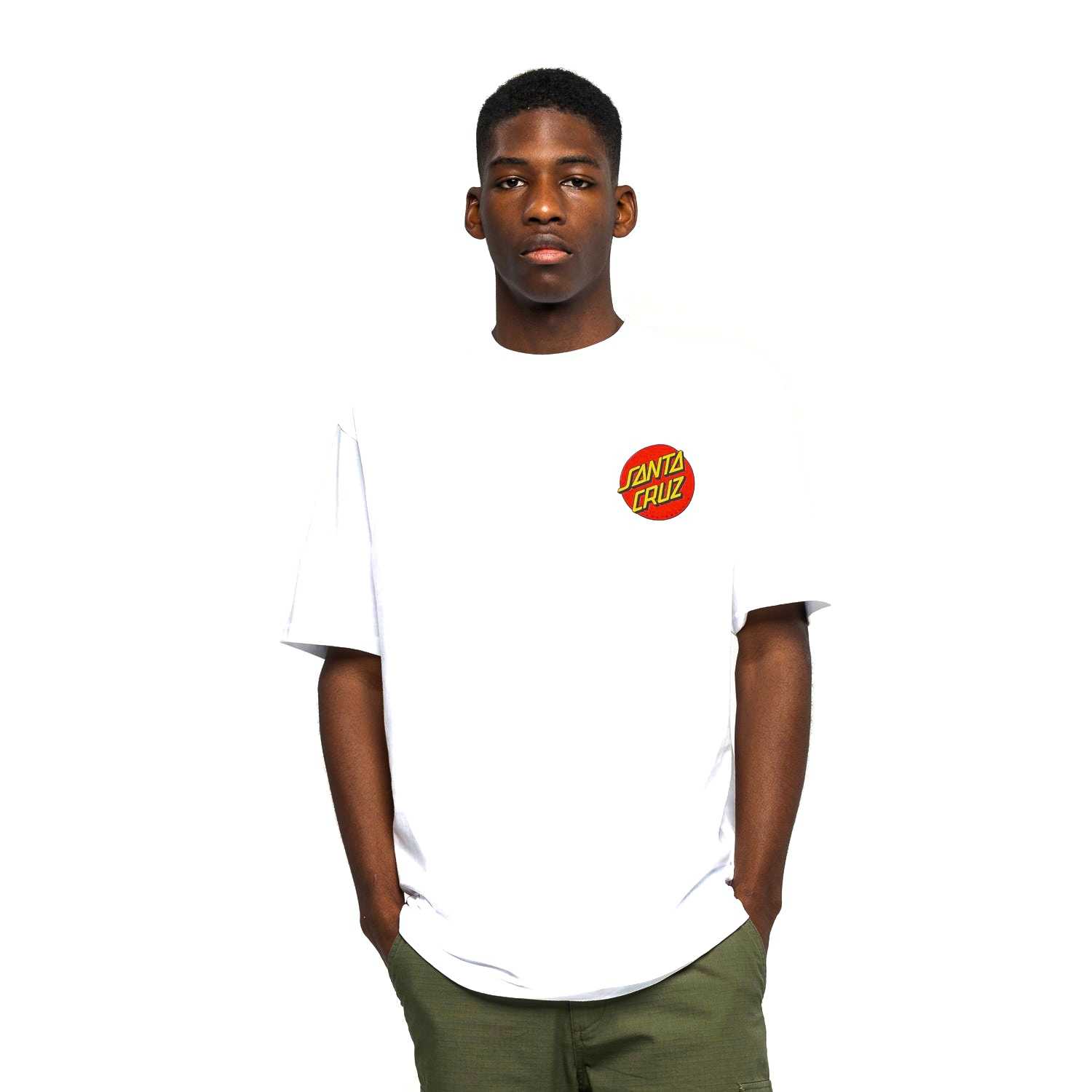 SANTA CRUZ CLASSIC DOT CHEST TEE WHITE