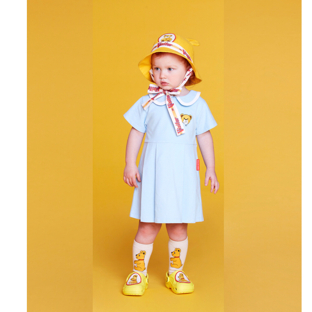 Famille Bear Baby Pique Pleats Dress
