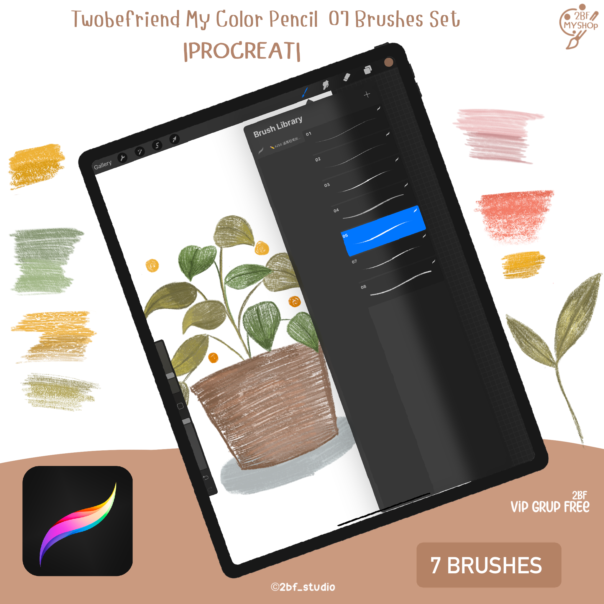 Twobefriend My Color pencil 07 Set |PROCREAT BRUSHES | |PROCREAT BRUSHES |