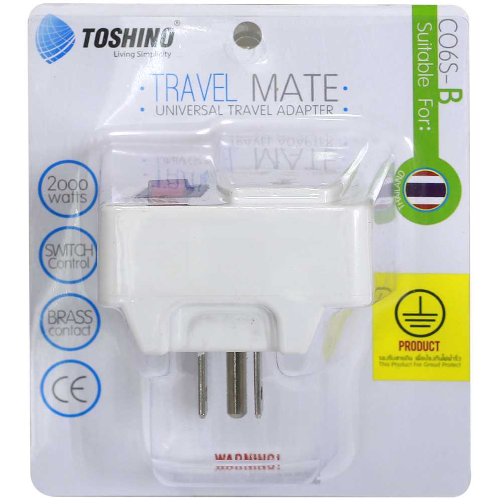 ปลั๊กแปลงขาแบน 3P รุ่น CO6S-B Toshino