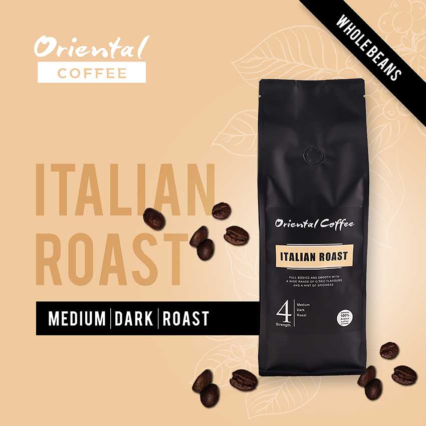(ราคาส่ง) Italian Roast อราบิก้า 100% คั่วกลางเข้ม 500 กรัม 10 ถุง