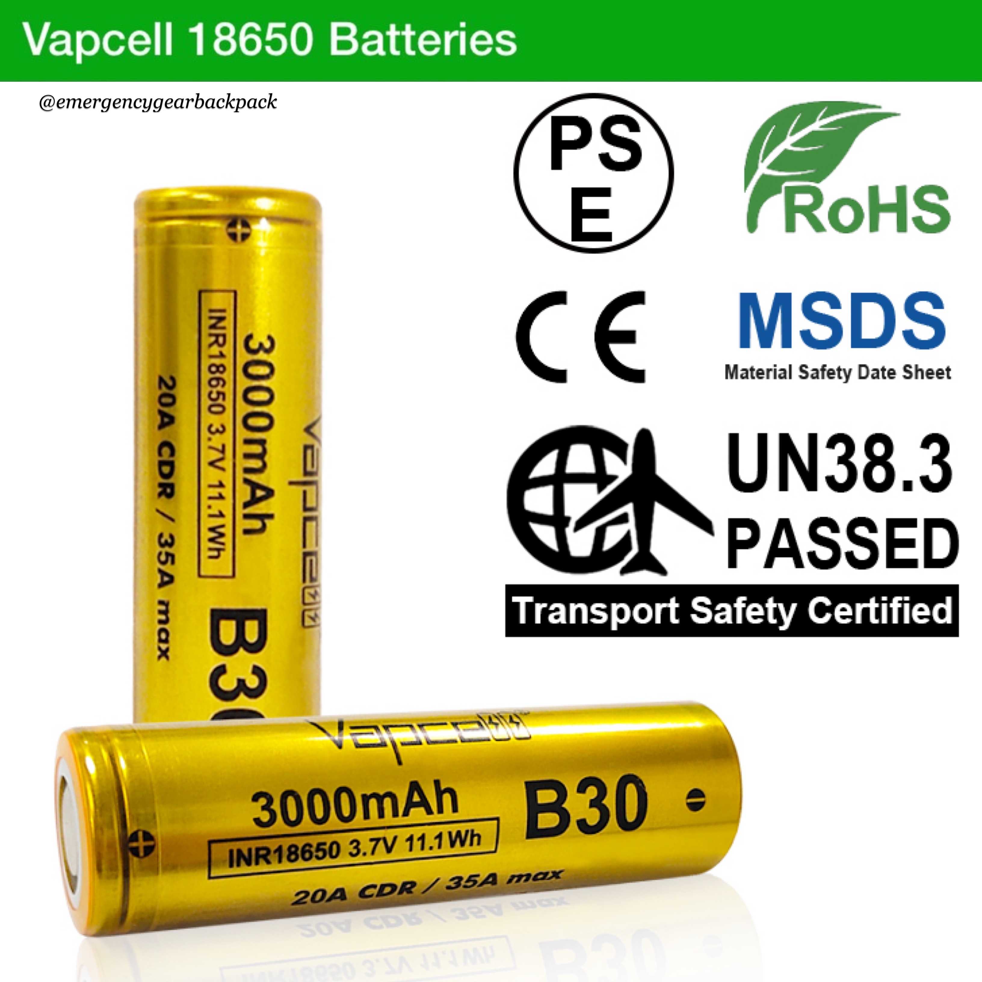 Vapcell B30 INR18650 3000mAh 3.7V 35A Li-ion Rechargeable Battery