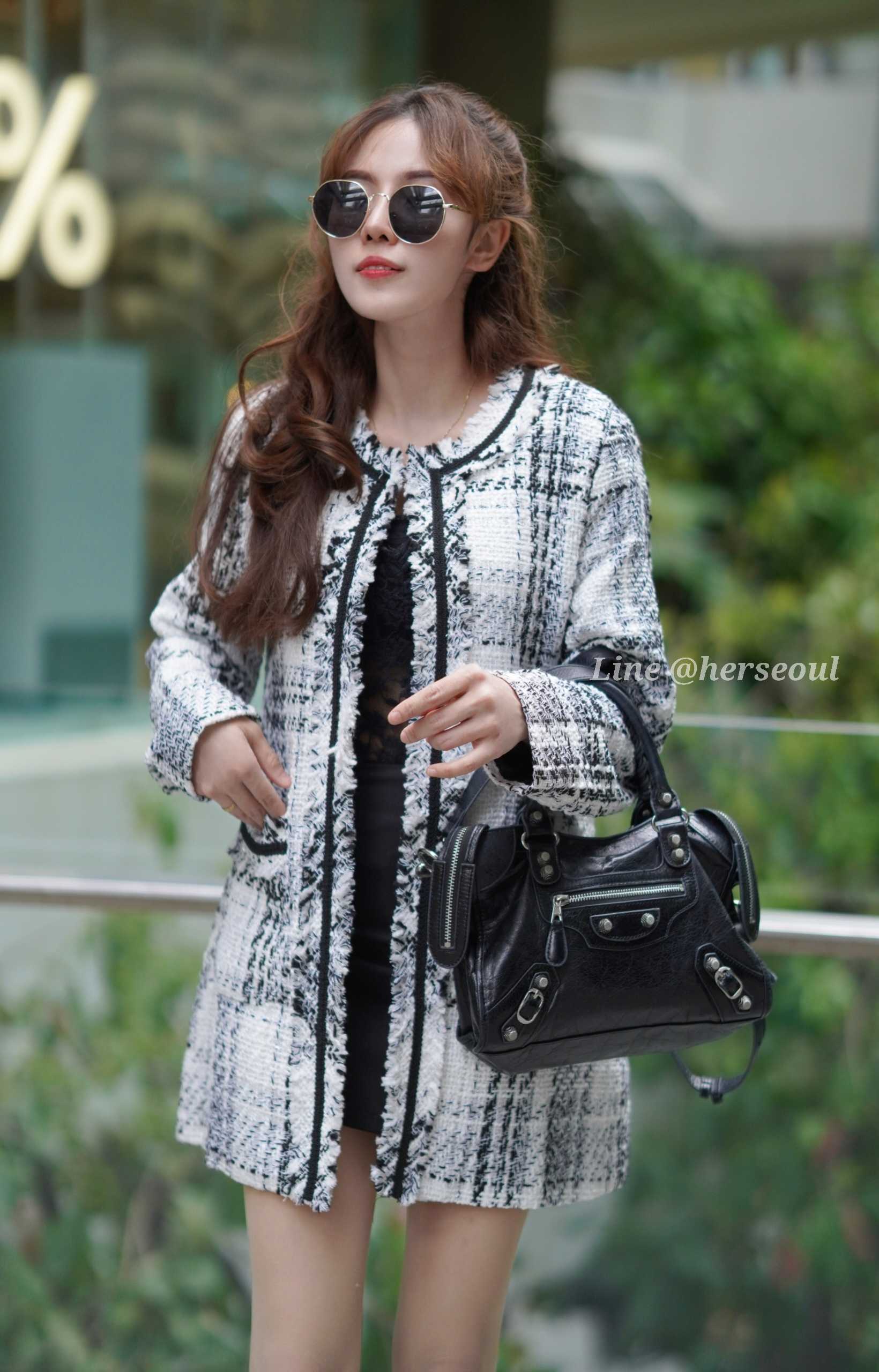 Europe TwoTone Tweed Coat