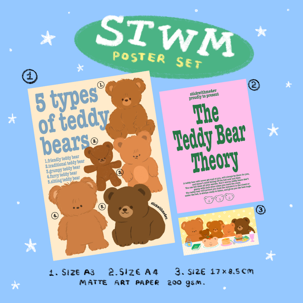 5Teddy poster set