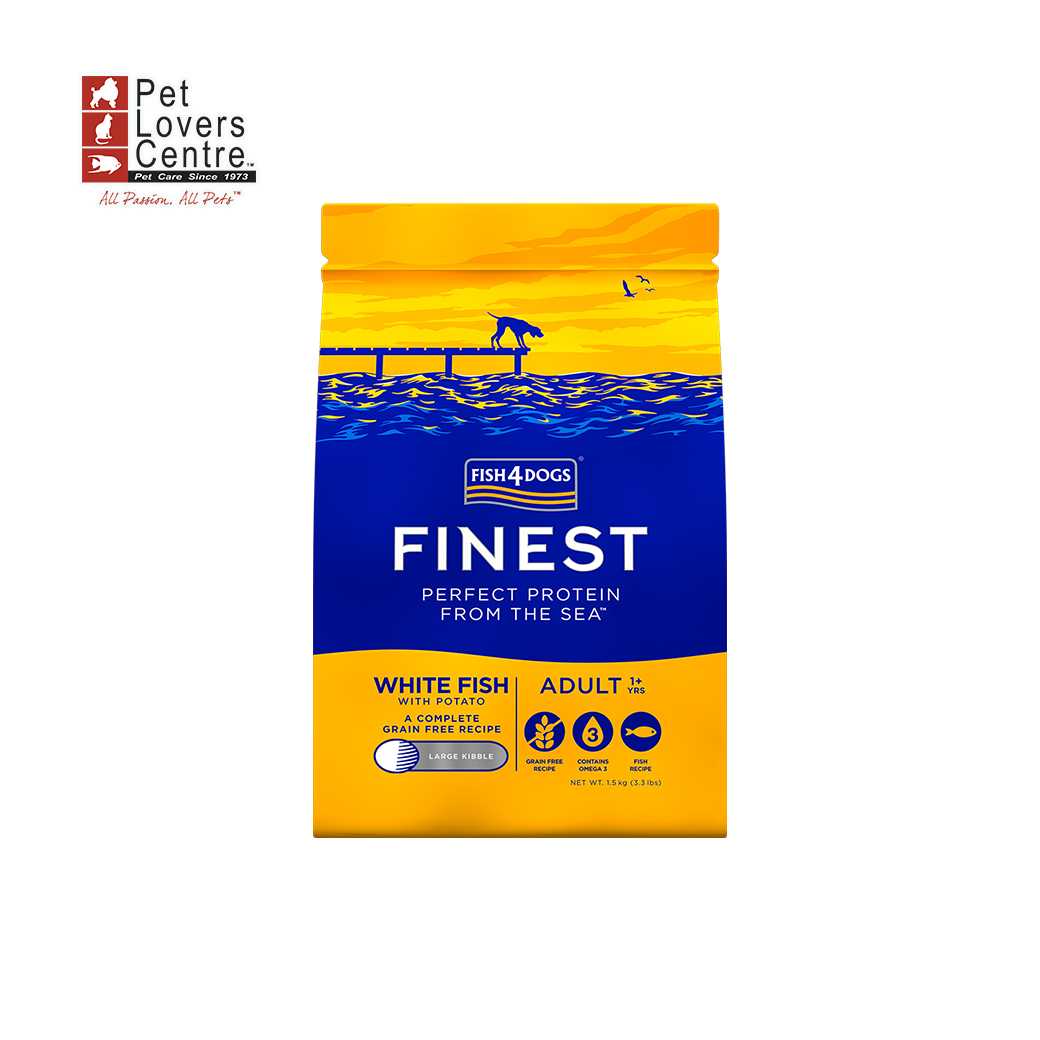 Fish 4 Dogs อาหารสุนัขขนาด 1.5 กิโลกรัม White Fish Adult เม็ดใหญ่