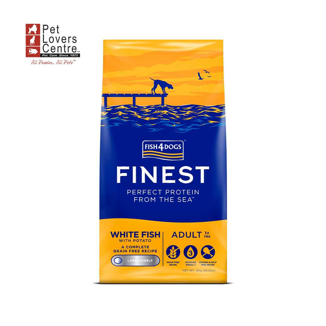 Fish 4 Dogs อาหารสุนัขขนาด 12 กิโลกรัม White Fish Adult เม็ดใหญ่