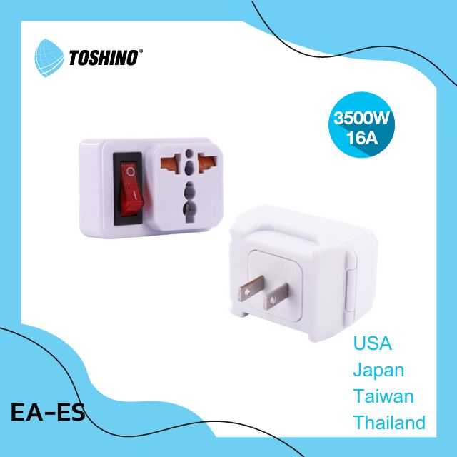 Toshino ปลั๊กแปลงขาแบนมีสวิทซ์ รุ่น EA-ES