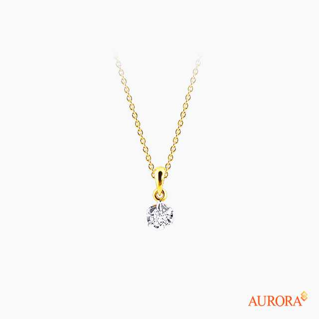 AURORA จี้เพชรเม็ดเดี่ยวพร้อมสร้อยคอ Only You Collection (Yellow Gold)