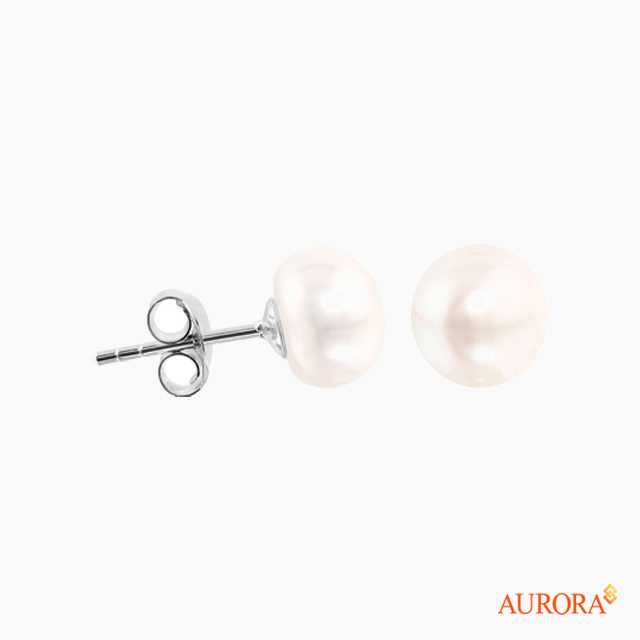 AURORA ต่างหูมุกแท้  Bright Pearl