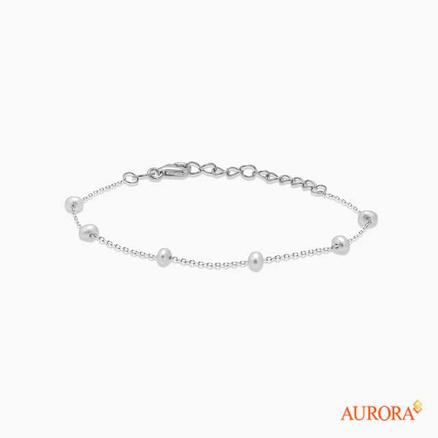 AURORA สร้อยข้อมือมุกแท้ Baby Pearl ตัวเรือนเงินแท้ 92.5%