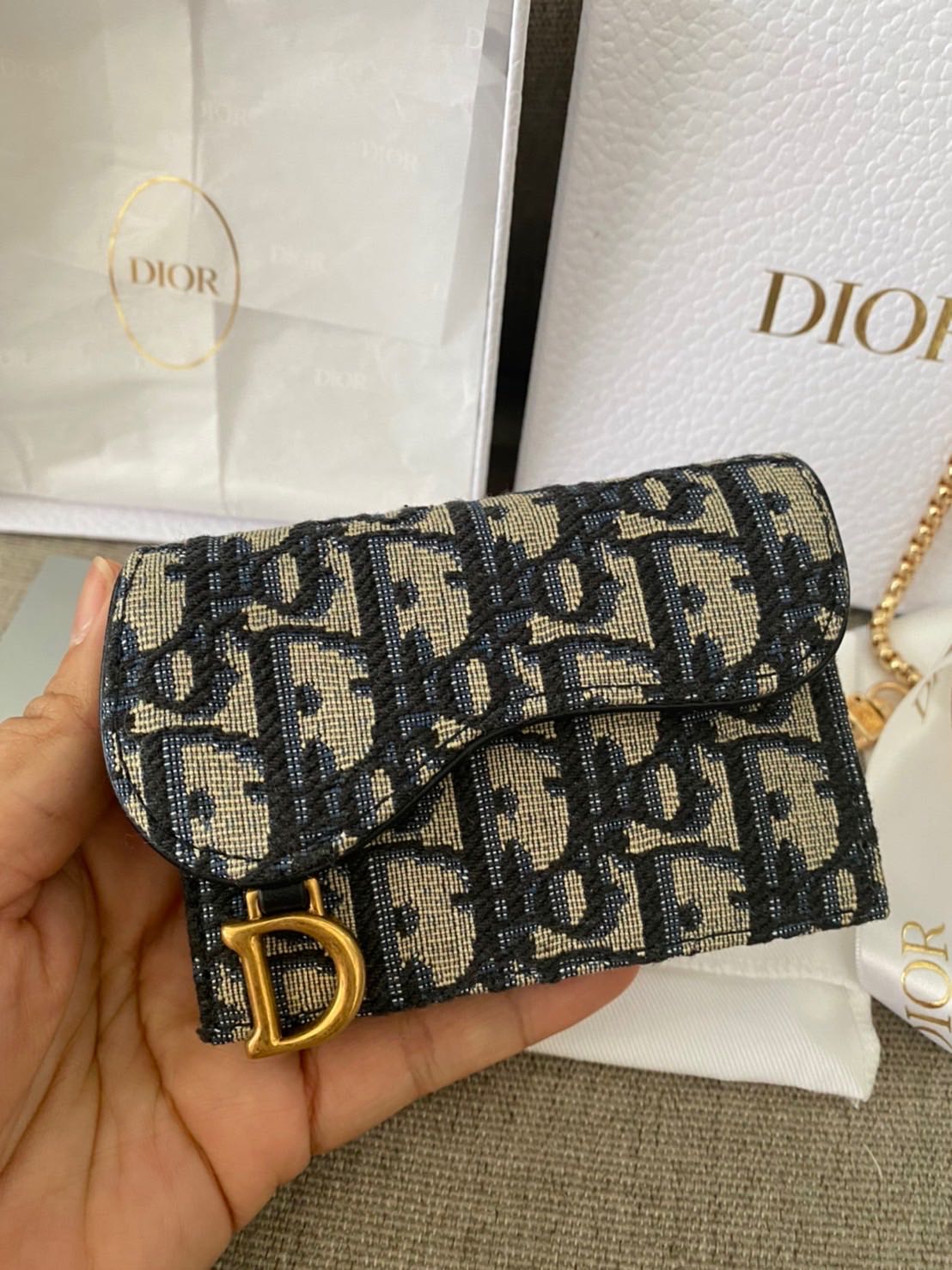 กระเป๋าการ์ด Like new conditon98 CD dior flap cardholder 1 guess