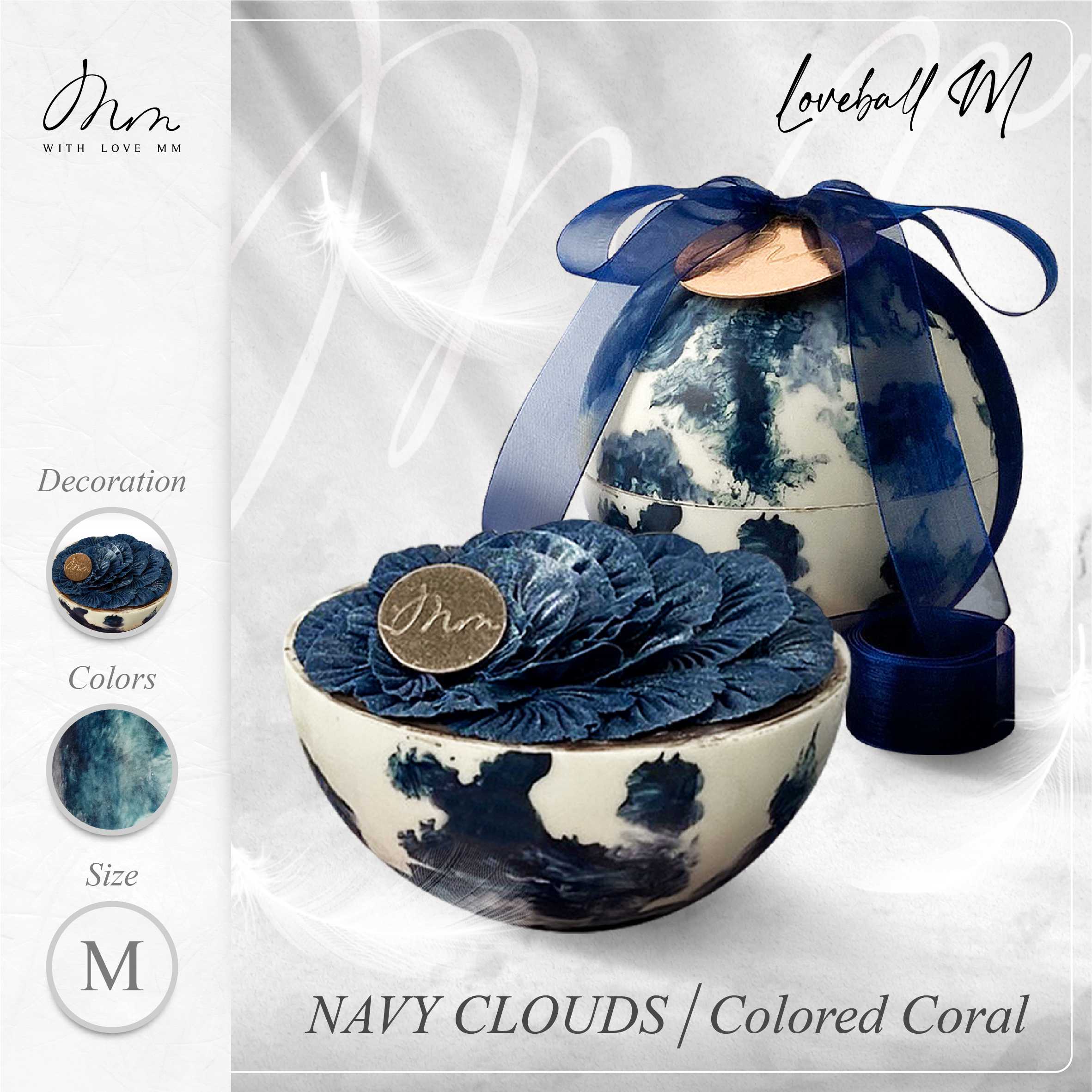 NAVY CLOUDS - Loveball M - Colored Coral