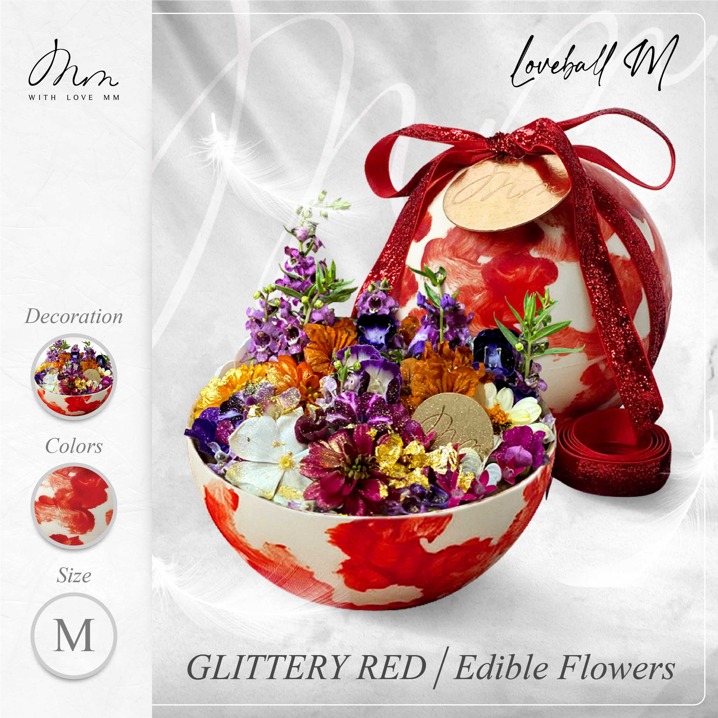 GLITTERY RED - Loveball M - Edible Flower