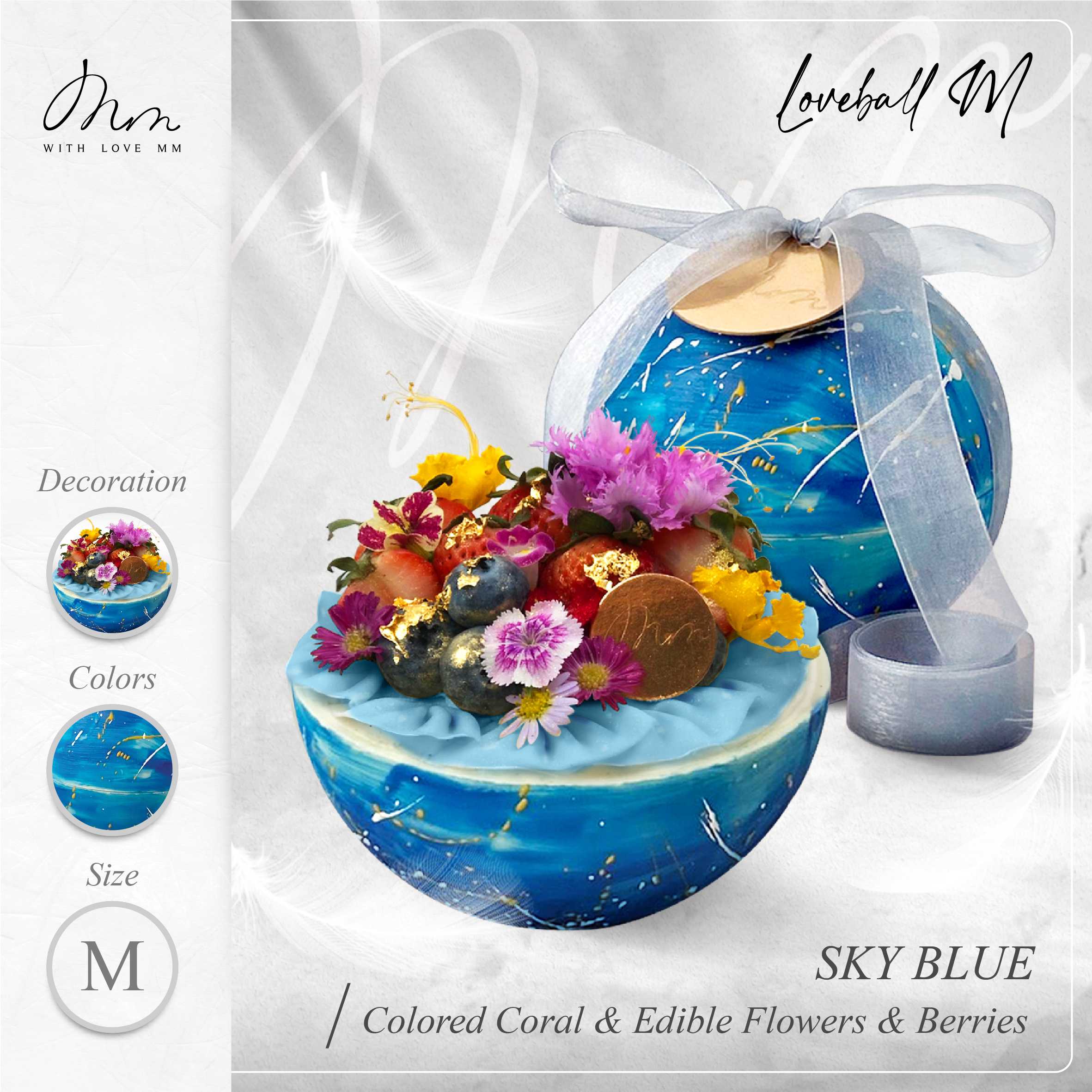 SKY BLUE - Loveball M - Colored Coral, Edible Flowers & Berries