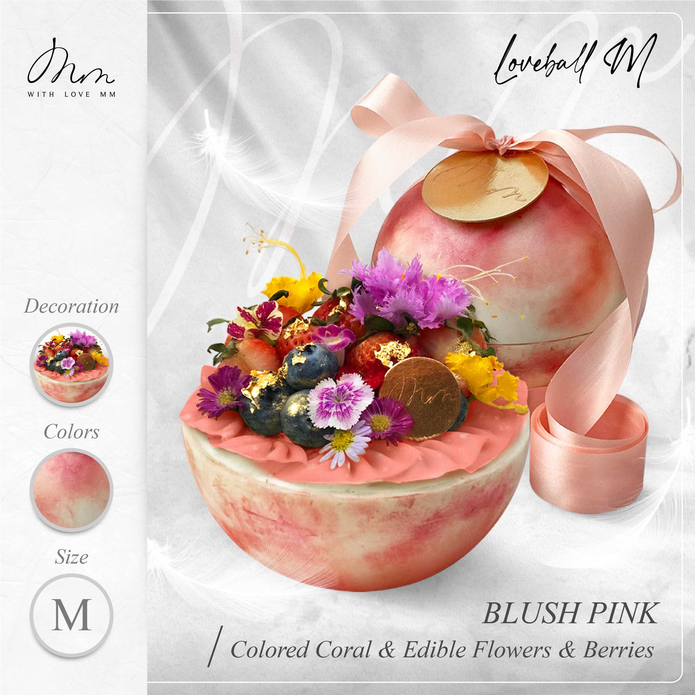 BLUSH PINK - Loveball M - Colored Coral, Edible Flowers & Berries