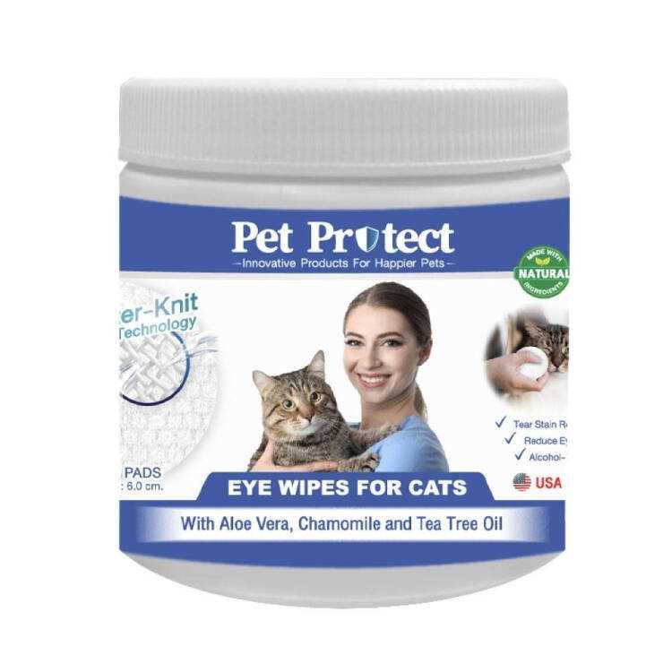 Pet Protect Eye Wipes ผ้าเปียกเช็ดทำความสะอาดรอบดวงตาสำหรับแมว เช็ดคราบน้ำตา 100 แผ่น