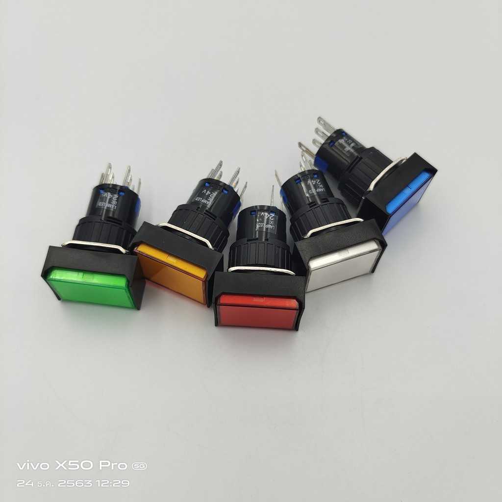 MODEL:LA16J-22D PUSH BUTTON SWITCH 16MM.สวิตซ์ปุ่มกดมีแลมป์สี่เหลี่ยมผืนผ้า16มิล