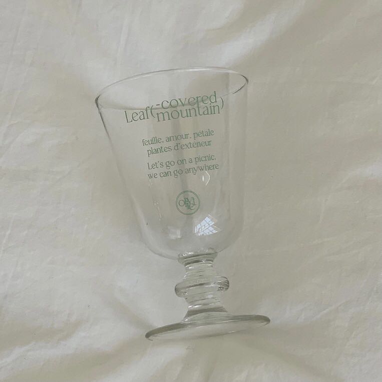 leaf covered mountaion wine glass