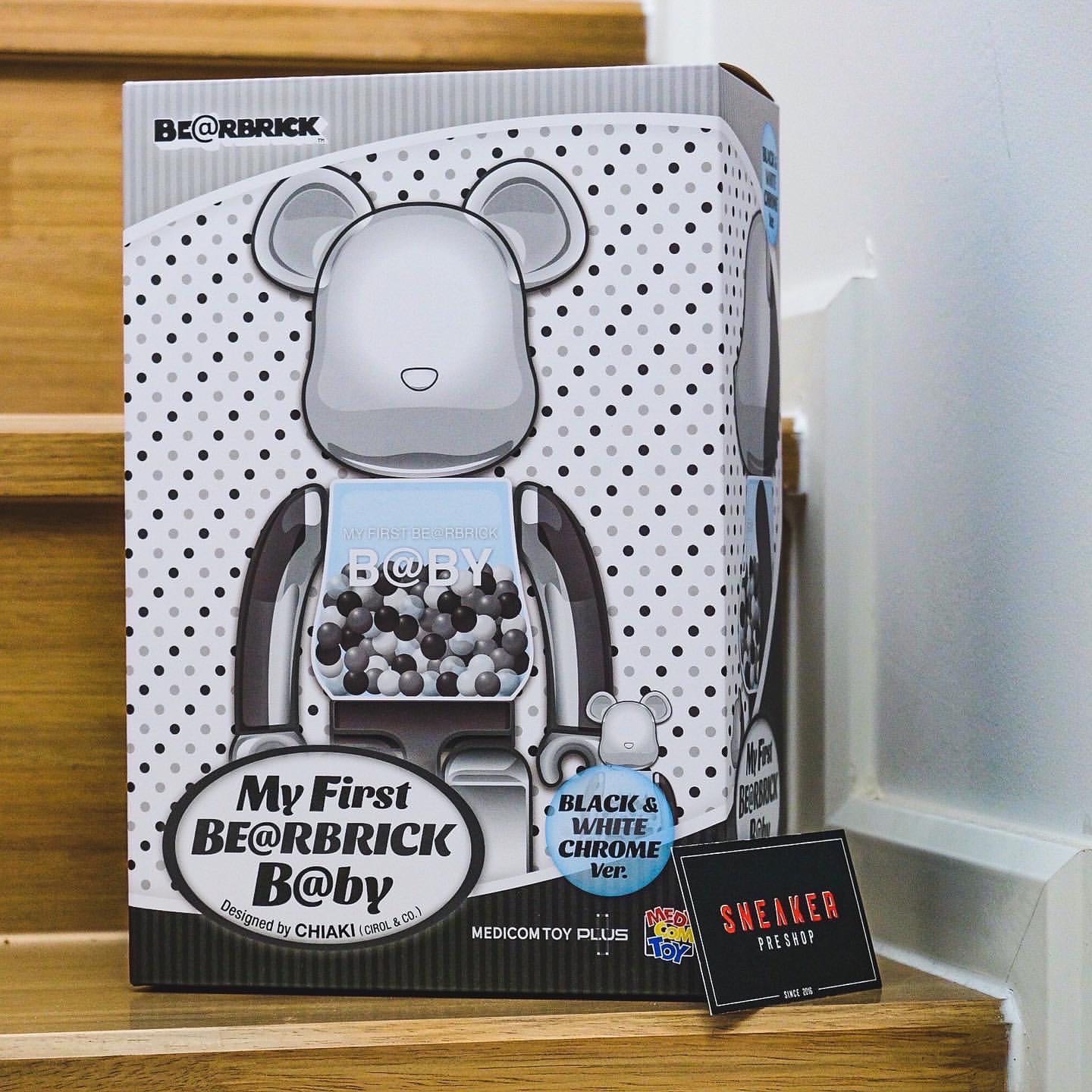 Bearbrick My First Baby Black White Chrome  400% 100%