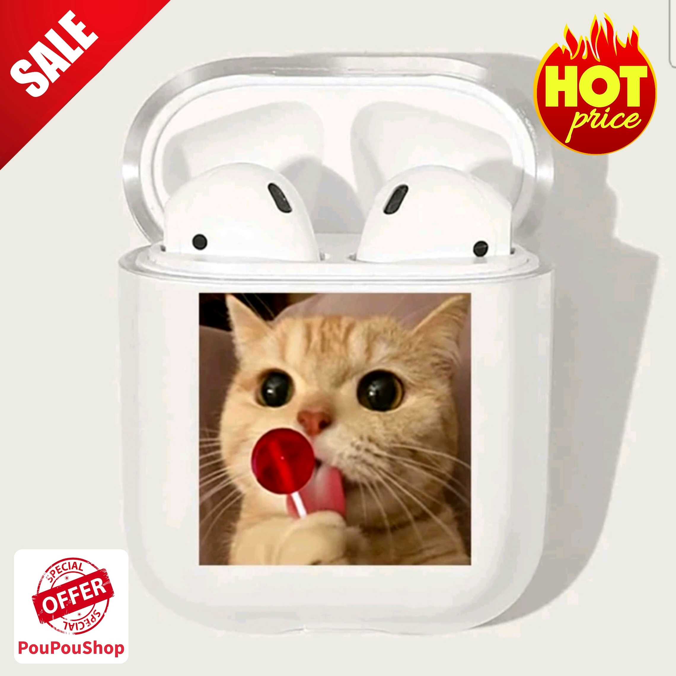 เคสใส AirPods 1/2 ลายแมวน่ารัก