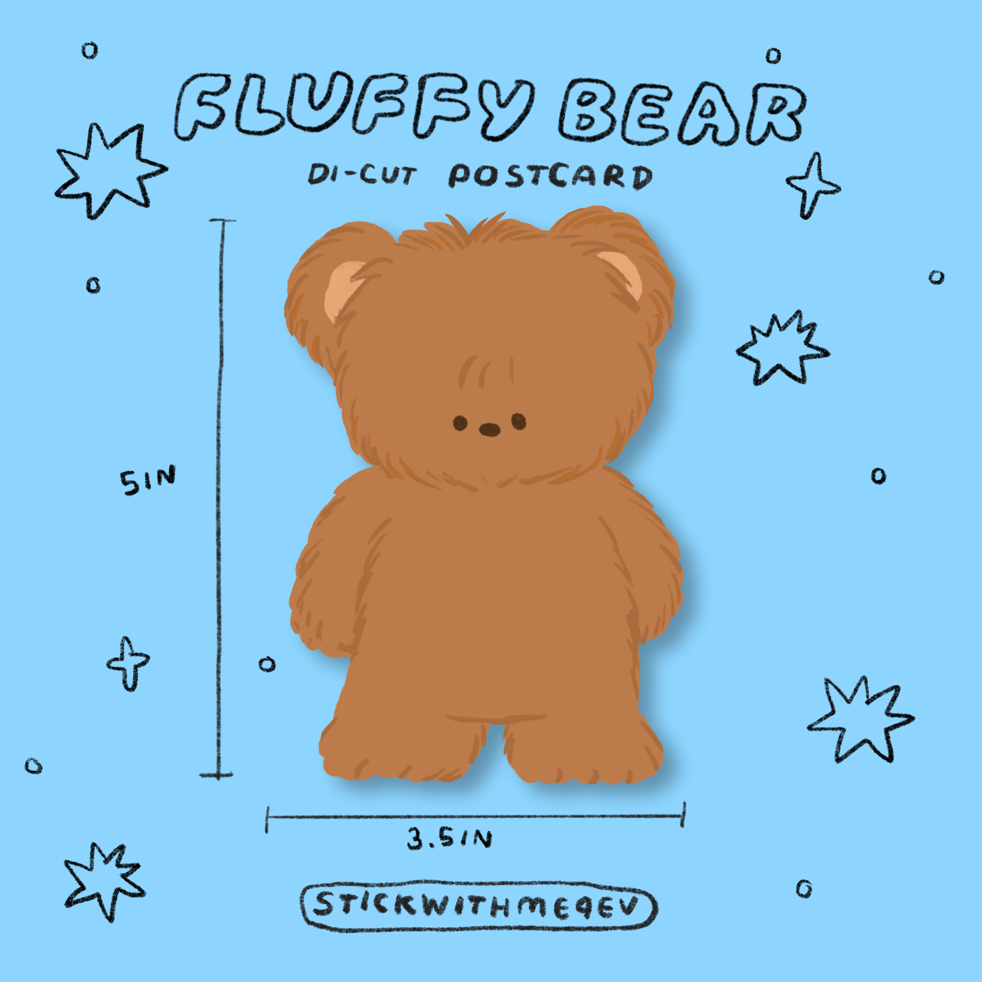 Fluffy teddy dicut postcard