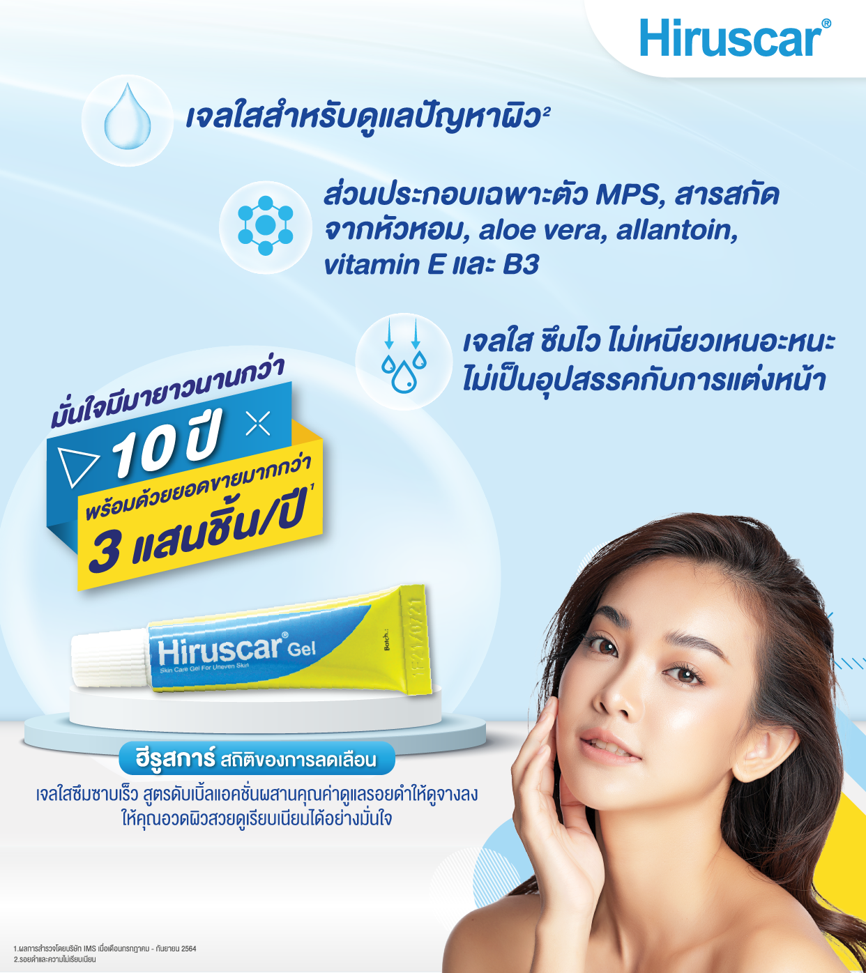 Hiruscar Gel เจลลดรอยแผลเป็น (7 กรัม) เจลลดรอยสิว เจลลดแผลเป็น