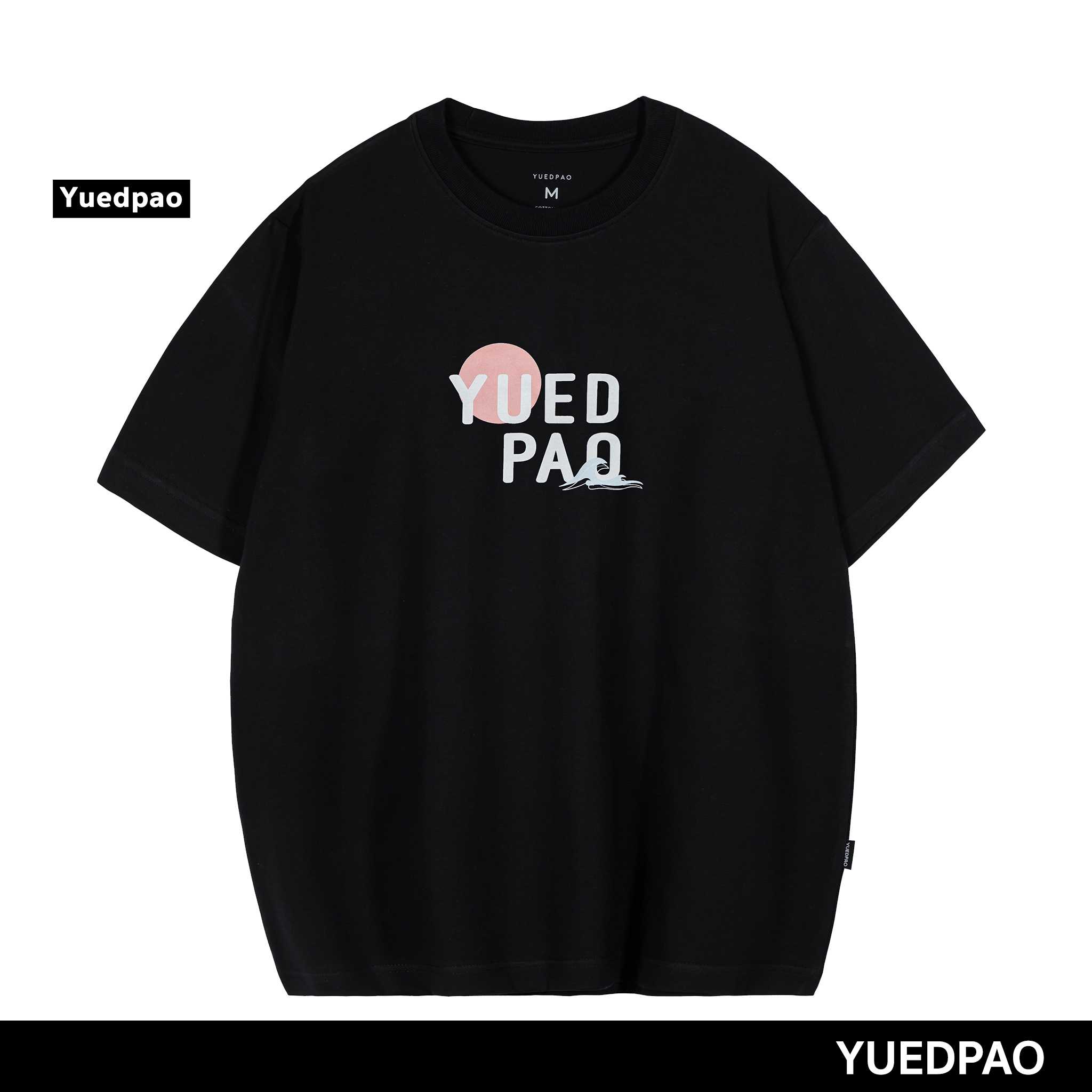 Yuedpao เสื้อยืด OVERSIZE รับประกันไม่ย้วย 2 ปี เสื้อยืดสีพื้น OVERSIZE_Sunset Beach สีดำ