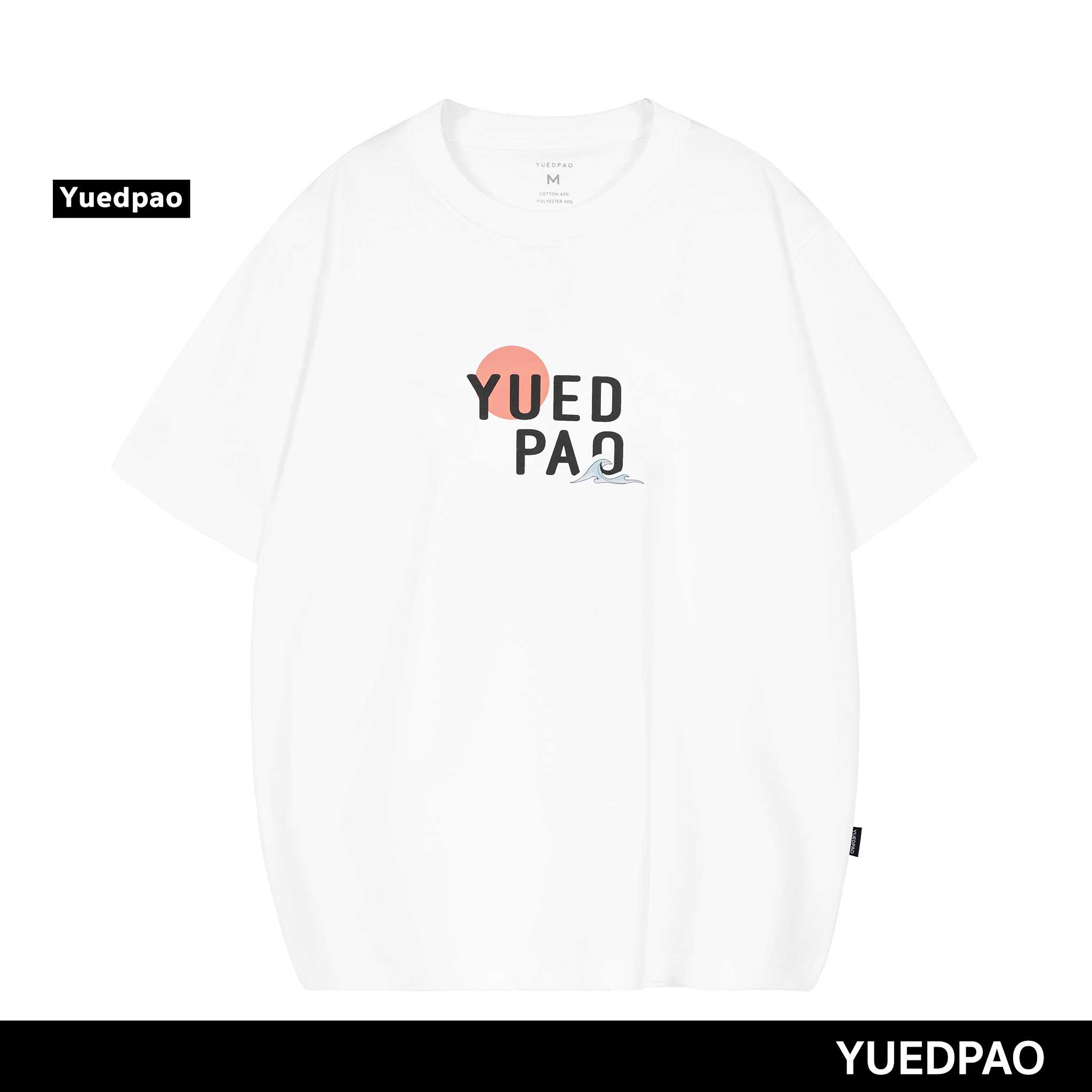 Yuedpao เสื้อยืด OVERSIZE รับประกันไม่ย้วย 2 ปี เสื้อยืดสีพื้น OVERSIZE_Sunset Beach สีขาว
