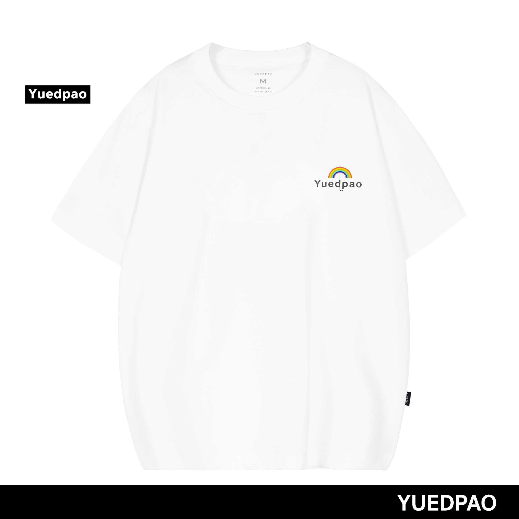 Yuedpao เสื้อยืด OVERSIZE รับประกันไม่ย้วย 2 ปี เสื้อยืดสีพื้น OVERSIZE_Rainbow สีขาว