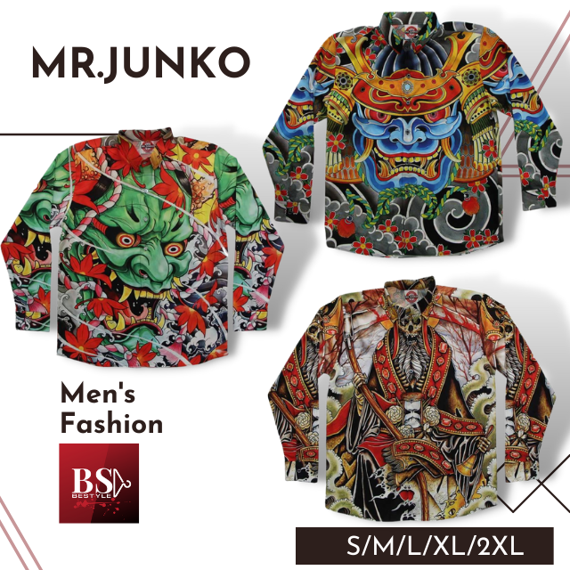 เสื้อเชิ้ตแขนยาวปกเชิ้ตลายแฟชั่น ผ้าPremium Grade ต่อลายเป๊ะพิมพ์เต็มหน้าหลัง ส่งฟรี