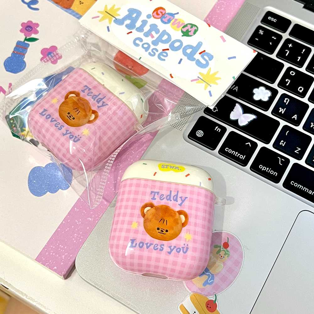 Cutie teddy Gingham Full Airpods case Gen1/2/3