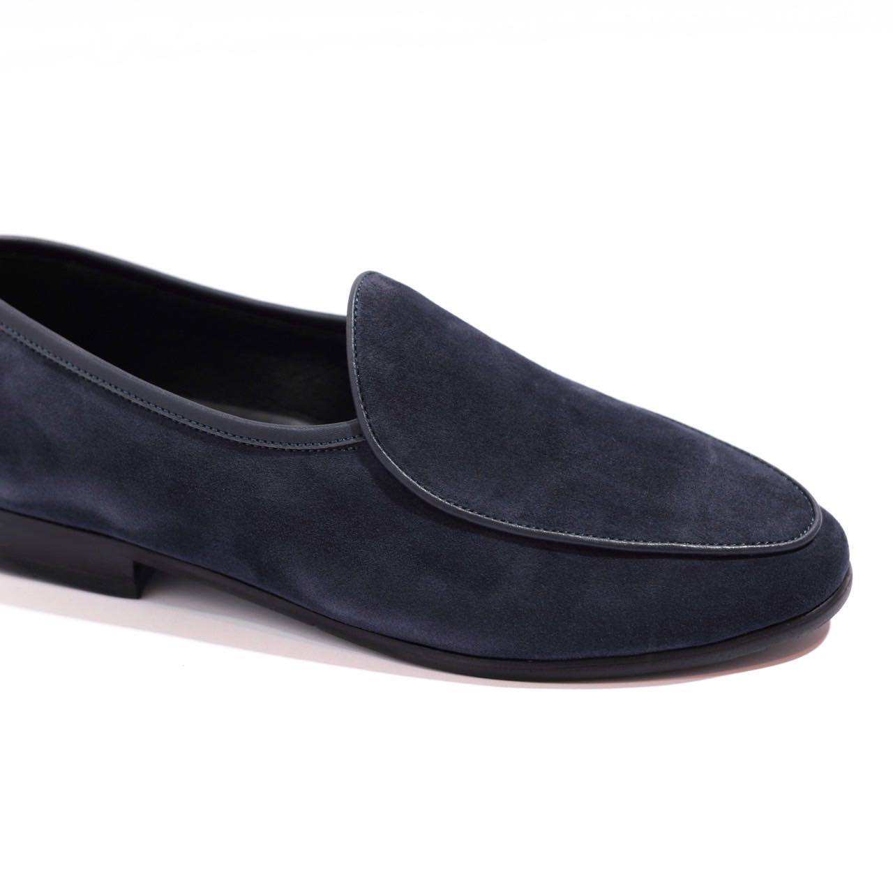 Belgian Loafers - Navy blue suede
