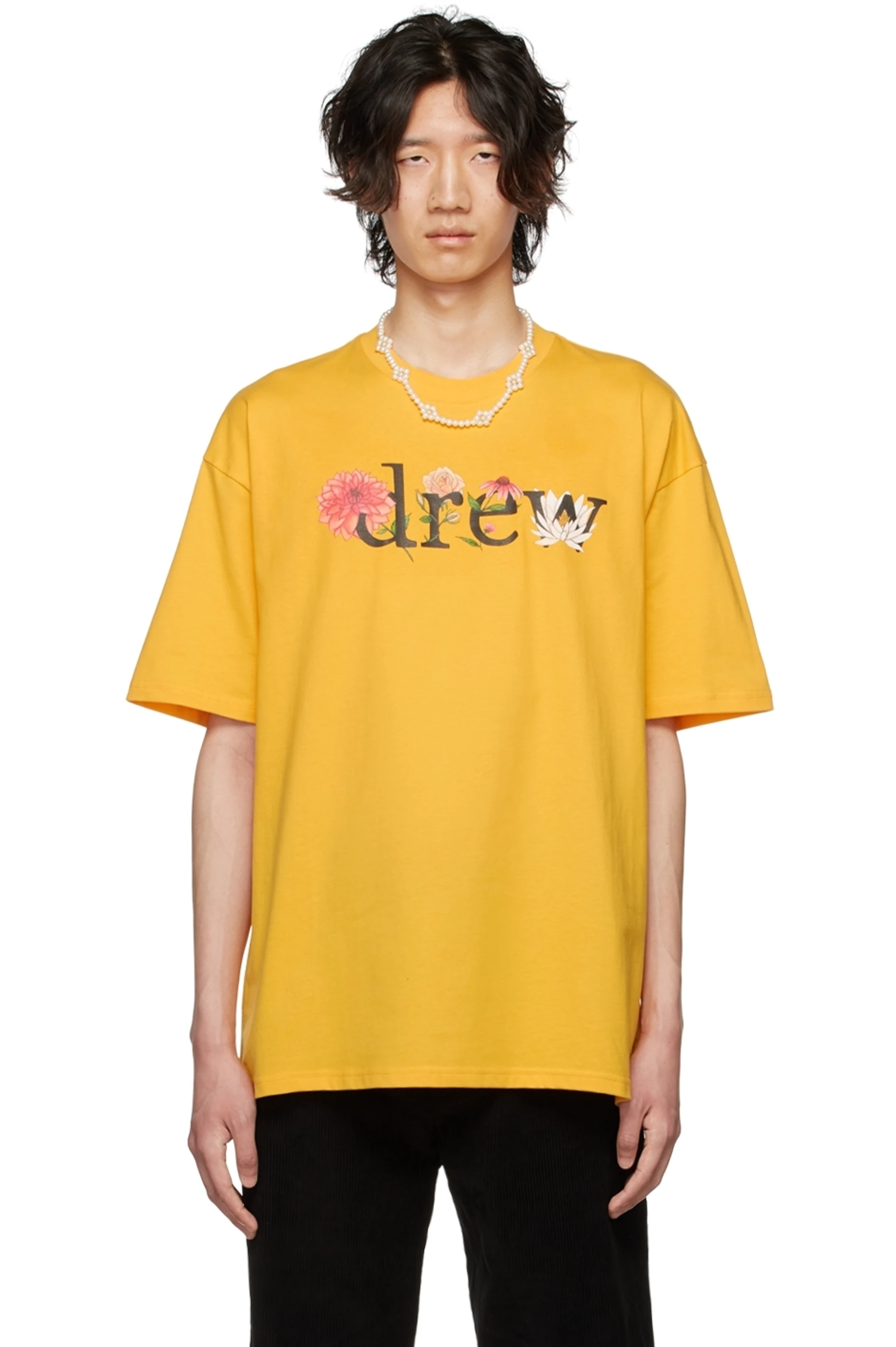 /พร้อมส่ง/ DREW HOUSE SSENSE Exclusive Yellow Floral Drew T-Shirt