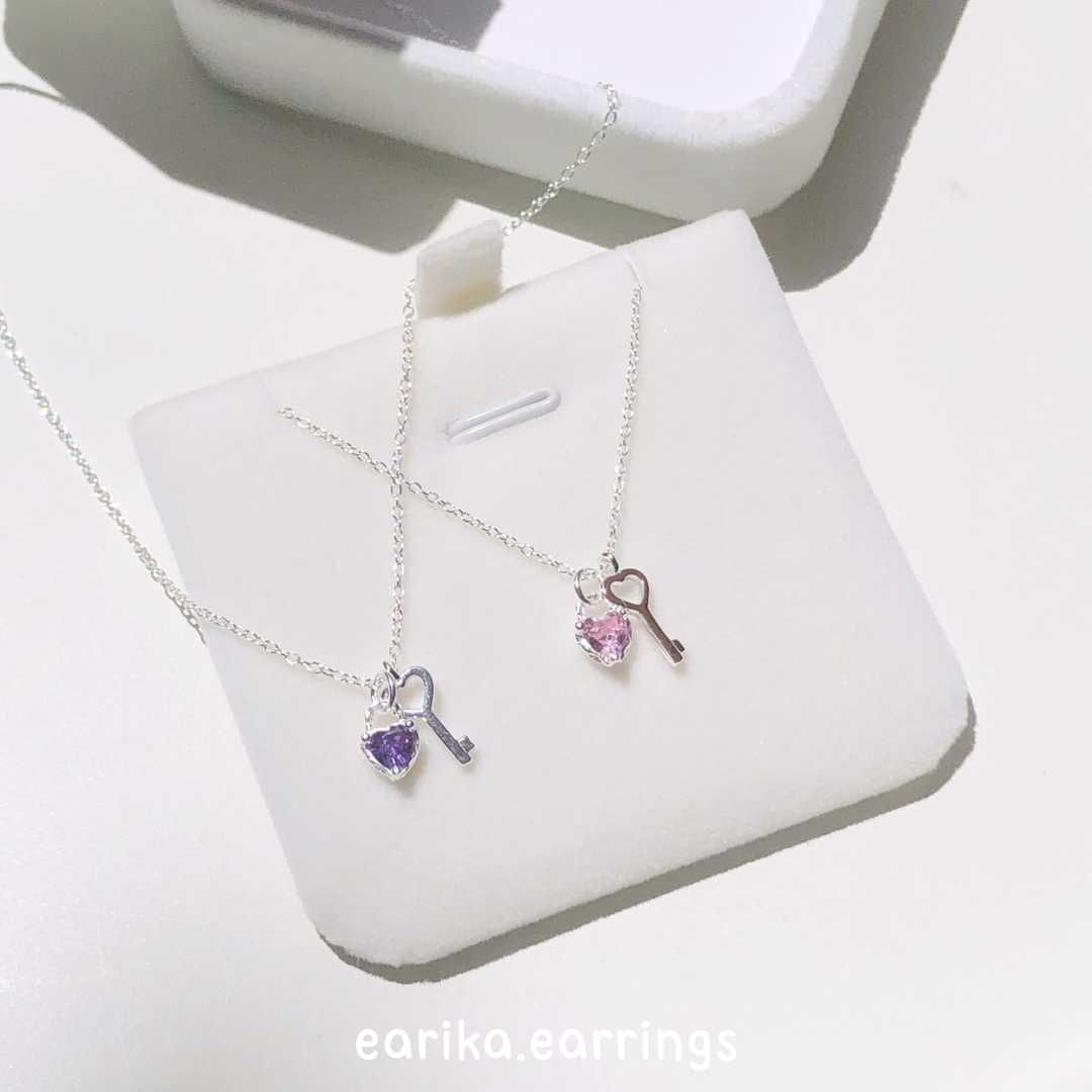 earika.earrings - heartery key necklace สร้อยคอเงินแท้จี้หัวใจเพชรและกุญแจ S92.5 แถมฟรีกล่องกำมะหยี่
