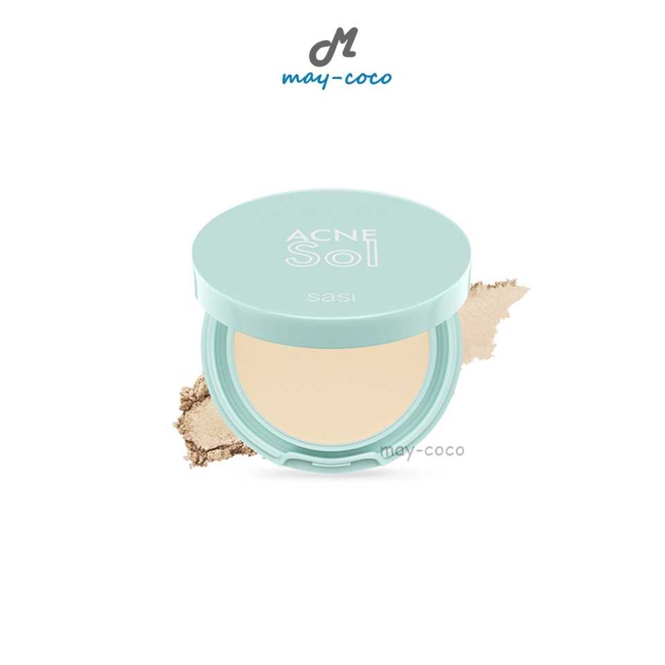 แป้งพัฟ Sasi Acne Sol Compact Powder แป้ง ศศิ แป้งพัฟศศิ คุมมัน ลดสิว หน้าเนียน ปกปิด ใบบัวบก