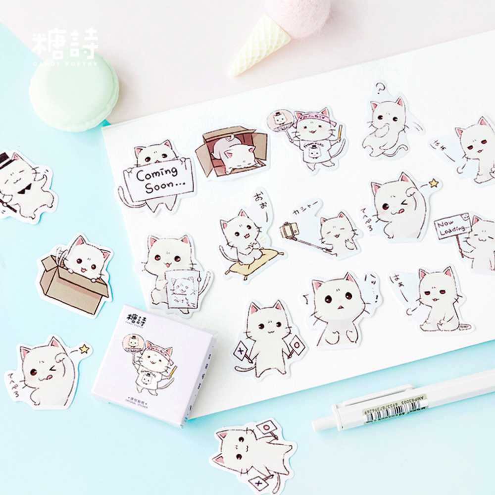 สติกเกอร์กล่อง แมวขาวมณี 😼 45 ชิ้น Khao Manee Cat DIY Sticker Stickers Box mimisplan