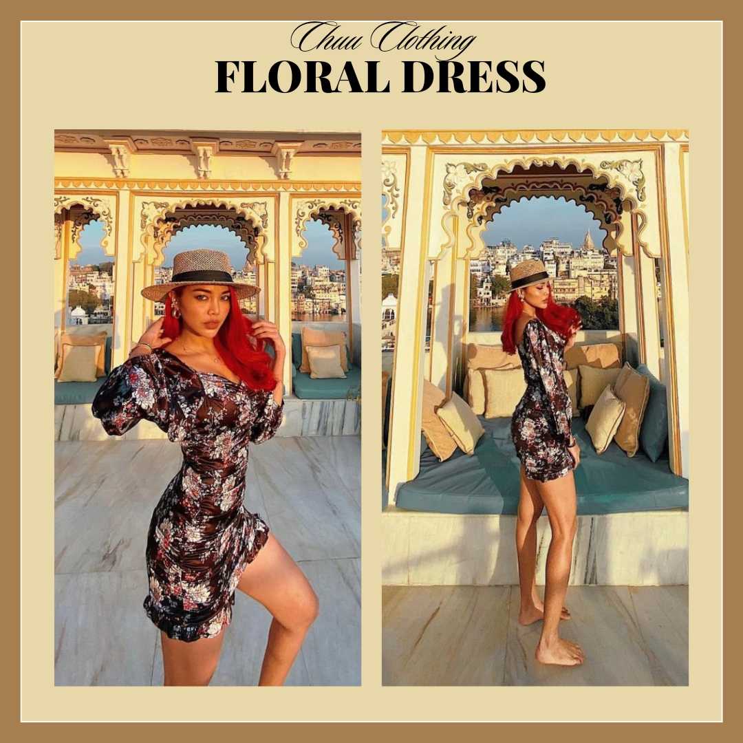floral black mini dress ☕️