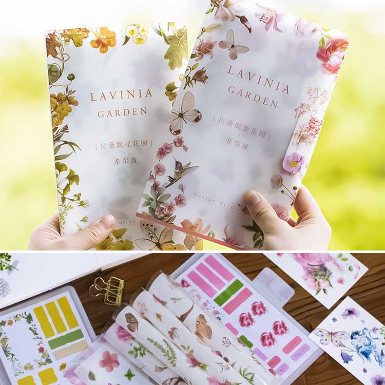 สติกเกอร์ 8 แผ่น + แฟ้มเก็บ ลายดอกไม้ 🌷 Flower Sticker Folder Book Stickers DIY mimisplan