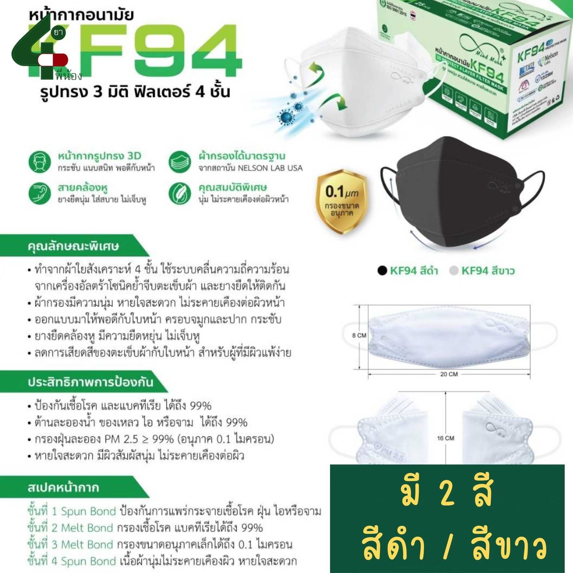 หน้ากากอนามัย KF94 มายแมสด์ Mindmask มาตรฐานเนลสัน Nelson 25ชิ้น/กล่อง
