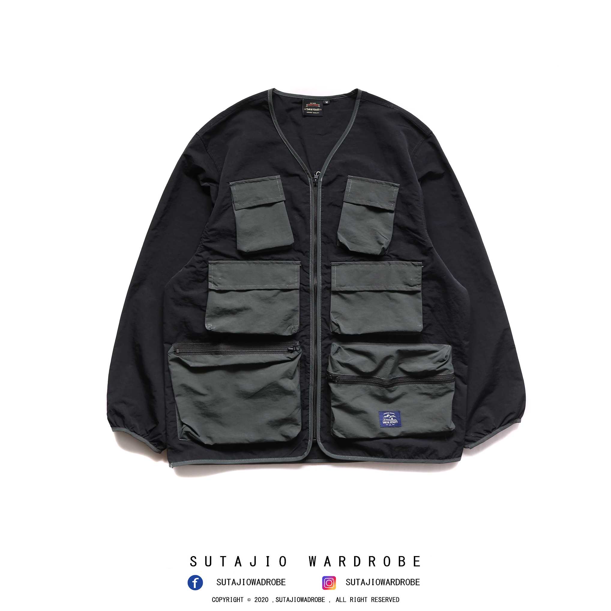 Sakai Kouiti Nylon Multi Pocket Functional Collarless Jacket