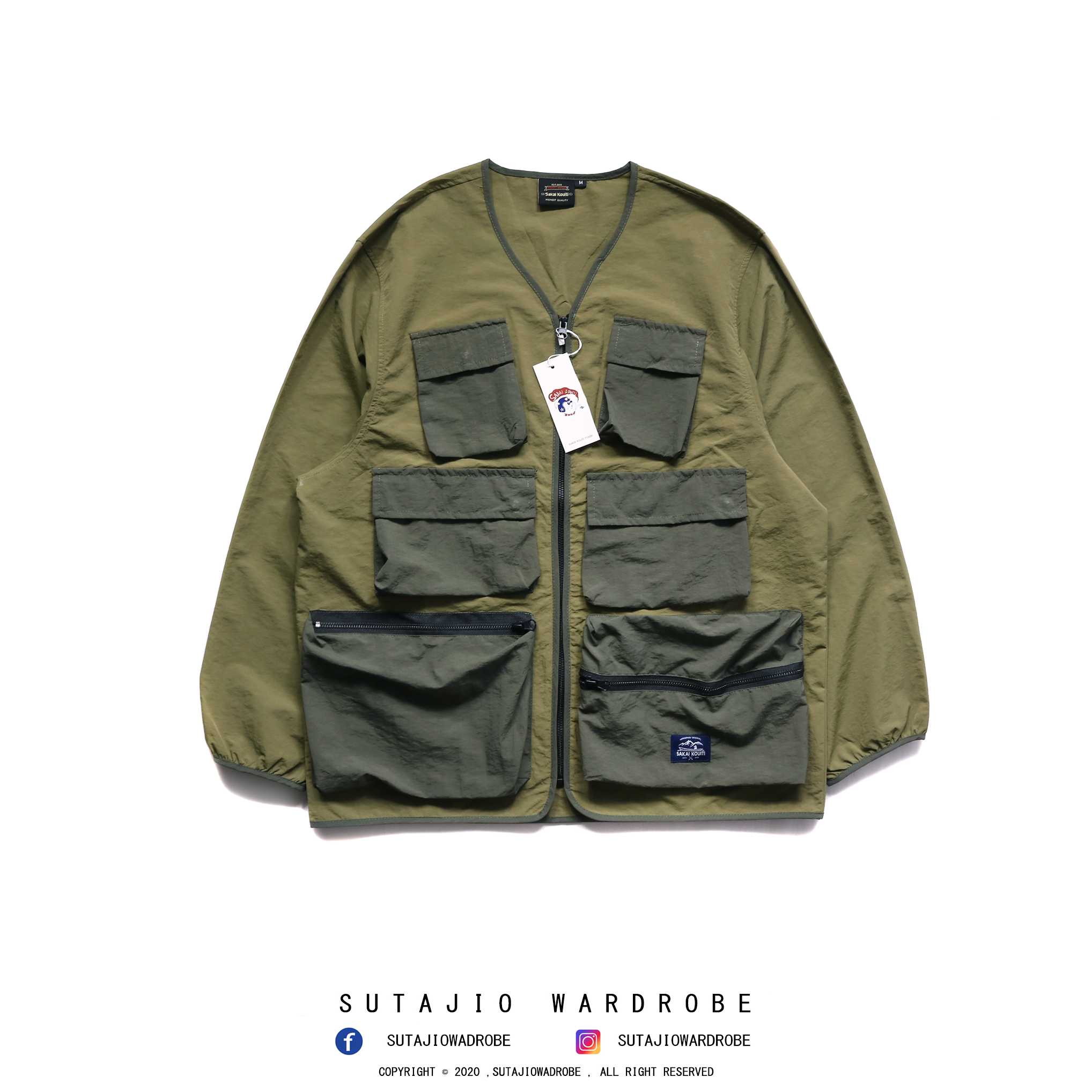 Sakai Kouiti Nylon Multi Pocket Functional Collarless Jacket