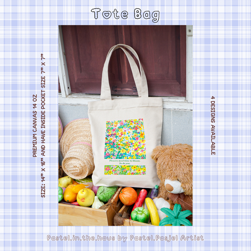 [Defected] 👜Tote Bag : Flowers Flowers ⬜️