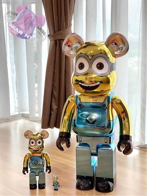 [พร้อมส่ง] ‼️ จำนวนจำกัด Bearbrick Minion Dave Chrome 1000% 